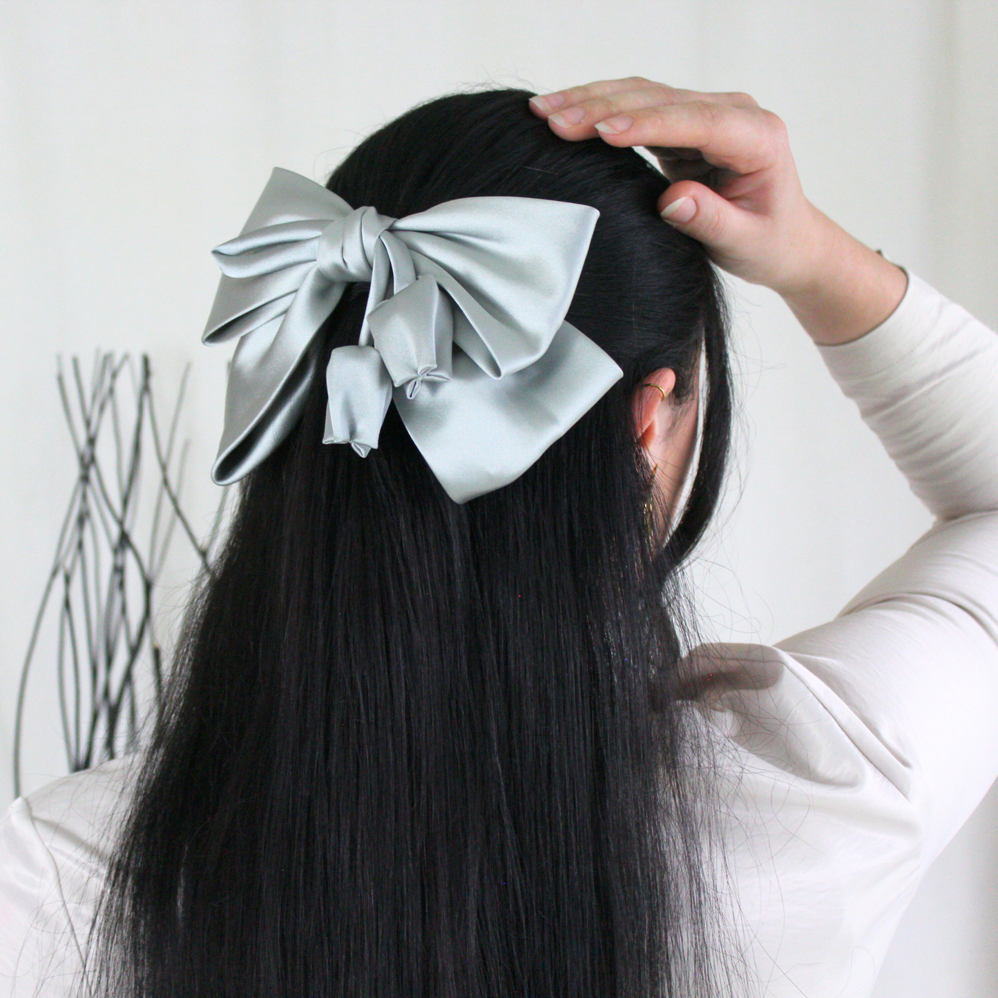 Satin Tulip Bow Barrettes - TressLove