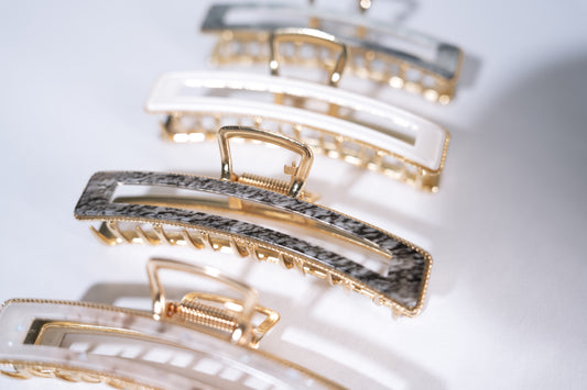 Rectangle Grip Acetate Metal Teeth Claw Clip - TressLove