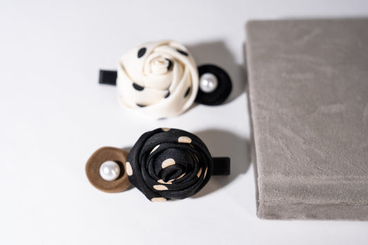 Polka Dot Satin Rose Hair Pin - TressLove