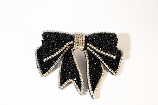 Scattered Water Drill Crystals Bow Barrette - TressLove
