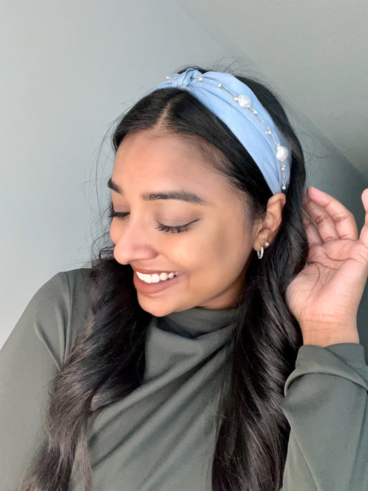 Satin Top Knot hair band with Pearls - TressLove