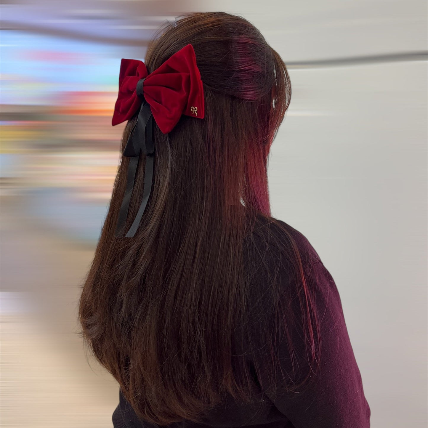 Big Velvet Bow Hair Barrette - TressLove