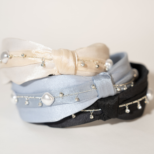 Satin Top Knot hair band with Pearls - TressLove