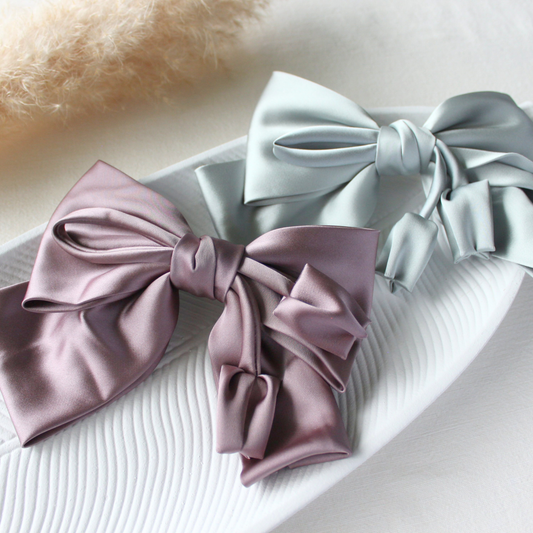 Satin Tulip Bow Barrettes - TressLove