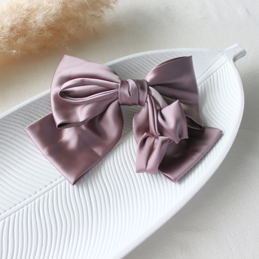 Satin Tulip Bow Barrettes - TressLove