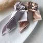Satin Silk Scarf Scrunchie with tiny Pearl Border - TressLove