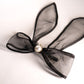 Net Bow Hair Barrette with Pearl Accent - TressLove
