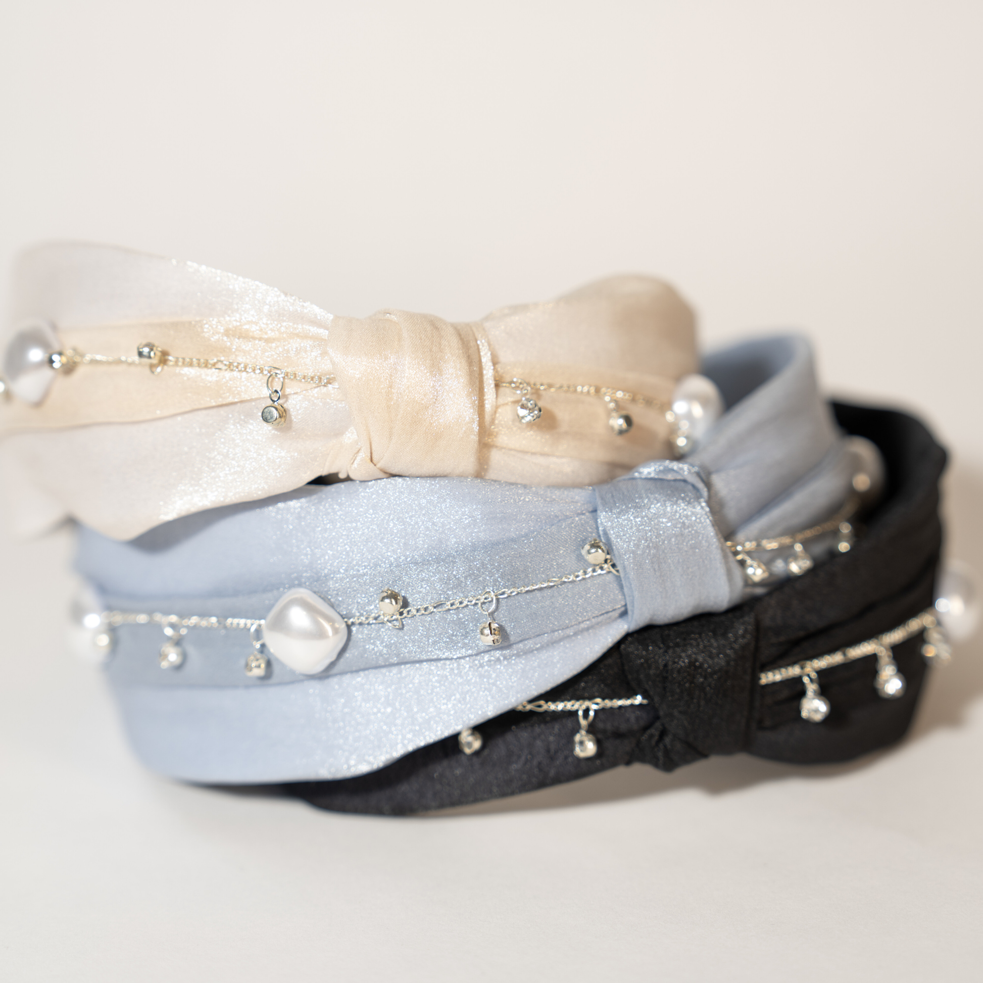 Satin Top Knot hair band with Pearls - TressLove